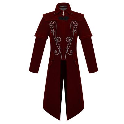 China New Design Double Coating Mens Steampunk Vintage Jacket Vampire Dress Coat Gothic Victorian Medieval Cosplay Costume Halloween Coat for sale