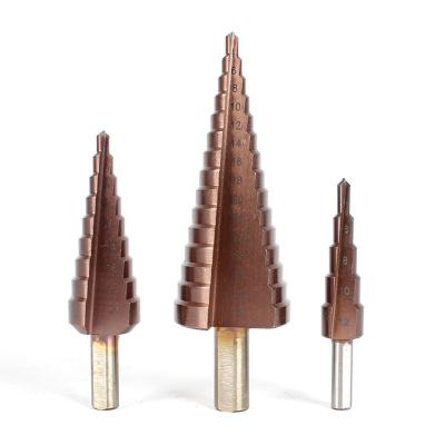 China Metal Drilling M35 Pagoda Drill Shank Groove Step Drill Stainless Steel Triangular Cobalt Plated Straight Hole for sale