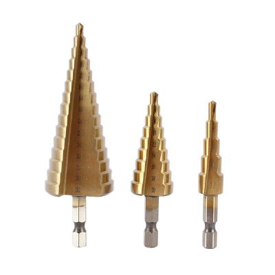 China Metal Drilling 3PCS High Speed ​​Steel (HSS) Steel Straight Splines Step Drill Bit Set for sale