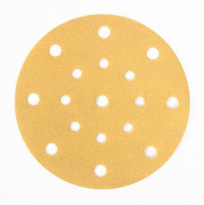 China AutoErizo Polishing 6 Inch Gold Dustless Orbital Sanding Discs 17 Hole Premium Abrasive Aluminum Oxide Sander Pads for sale