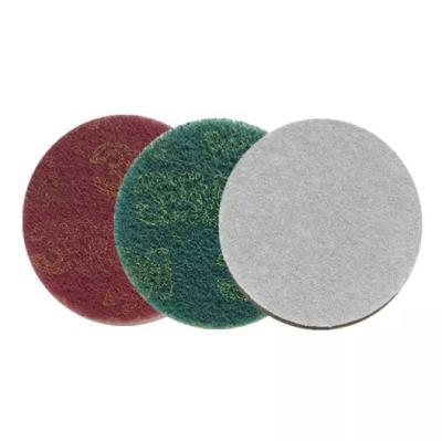 China 125mm Durable Non Woven Scrubber Pad Industrial Nylon Round Green Iron Scrubber Pad Discs for sale