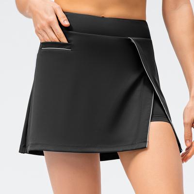 China 2022 New Arrival Breathable 2 In 1 Solid Active Light Weight Tennis Tennis Skirt Sexy Women Running Sports Mini Skirt for sale