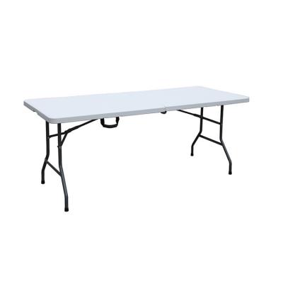 China Portable 183cm 6ft Blow Mold rectangle Folding in half dining table for indoor and outdoor for sale