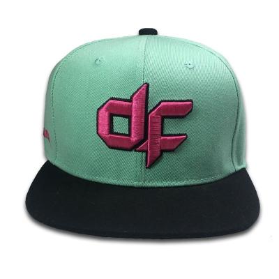 China OEM JOINT Green Acrylic Printed Under Bill Embroidery 3D Logo Hip Hop Snapback Cap Custom Hats for sale