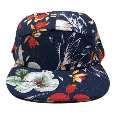 China COMMON High Quality Canvas Logo Style Flower Fashion OEM Kids 5 Panel Hat Custom Snapback Hat for sale