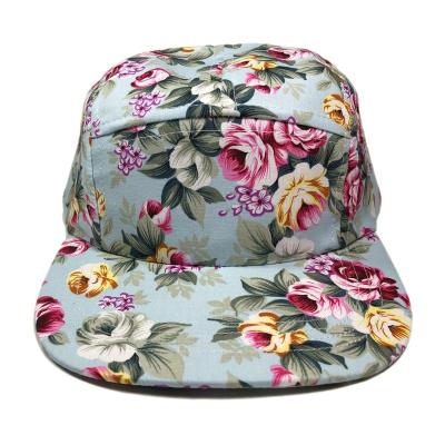 China COMMON LOGO High Quality Custom Flower Cotton OEM 5 Panel Snapback Hat Unstructured Hat for sale