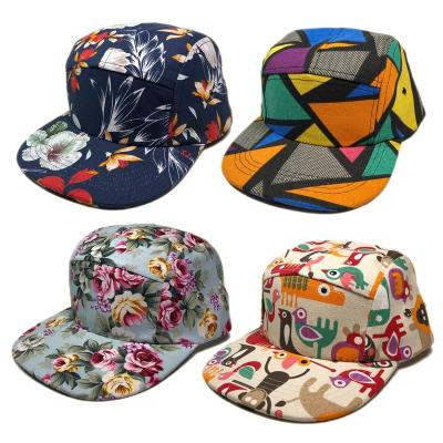 China OEM Fashion Cotton Sublimation Print Snapback Hat COMMON Custom Your Logo 5 Panel Baseball Cap for sale