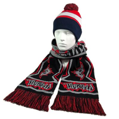 China High Quality Comfortable OEM Men Soccer Team Acrylic Soccer Supporters Knitted Scarf Custom Scarfs for sale