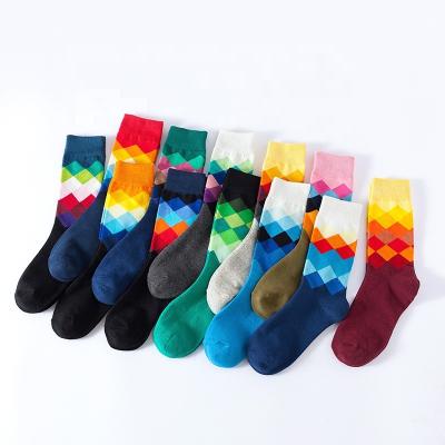 China Breathable Wholesale Fashion Comfortable Colorful Argyle Sock Sports Designer Socks With Logo for sale