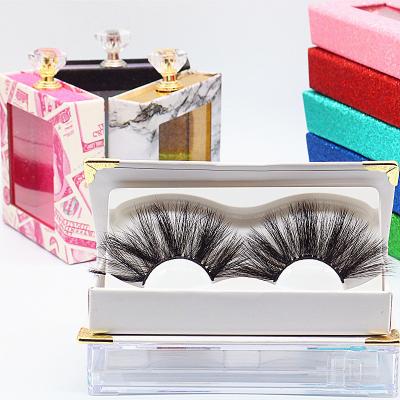 China 25mm Long Natural Faux Mink Eyelashes Wholesale Lashes Empty Eyelash Box Container for sale