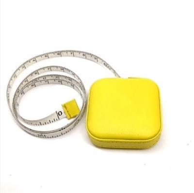 China Wholesale Sewing Tape Leather Custom Square Mini PU Leather Tape Measure Portable Cute Retractable Tapeline for sale