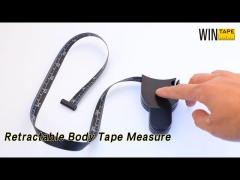 Black Retractable Body Tape Measure 60 Inch PVC Fiberglass ABS Case