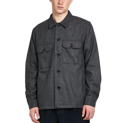 China Viable Turn Down Collar Mens Woolen Jackets With Chest Pockets Button Up Mens Work Jackets for sale