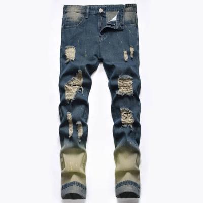 China Viable Wholesale Custom Mens Jeans Vintage Washed Mens Jeans Ripped Jeans Pants for sale