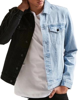 China Custom Color Block Logo Motorcycle Bomber Jean Winter Denim Jackets And Coats Mens Plus Size Jackets for sale