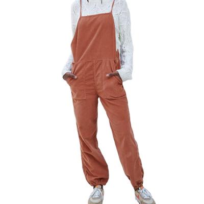 China Cotton Corduroy Sustainable Jumpsuits For Women Customized Logo Jogger Style Jumpsuits for sale