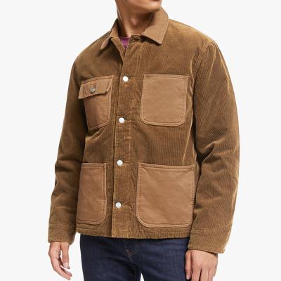 China Viable Wholesale Custom Made Logo Mens Winter Coat Fashion Corduroy Mens Cargo Utility Pockets Coat for sale