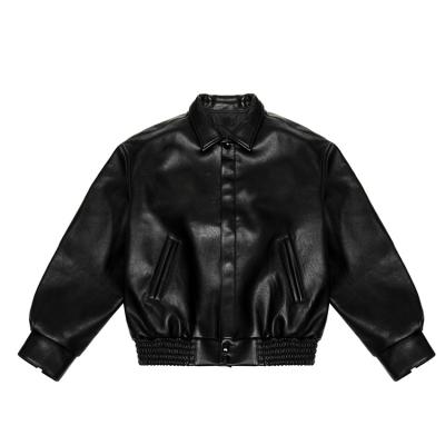 China Custom Viable Leather Bomber Logo Embroidery Varsity Leather Jacket For Men for sale