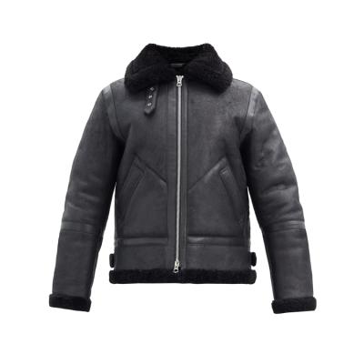 China Sustainable Sherpa Fleece Jackets Wholesale Black Winter Style Leather Jackets OEM for sale