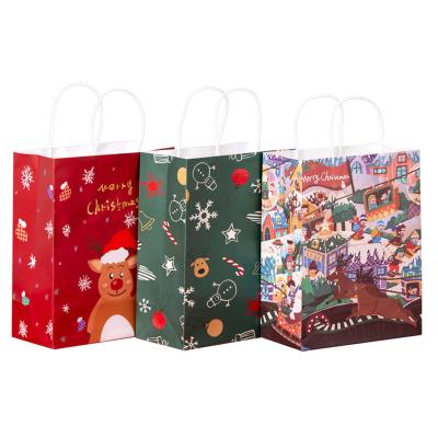 China Recycled materials christmas paper bag kraft paper recyclable paper bags, bolsas de papel reusable shopping paper bags logo printed for sale