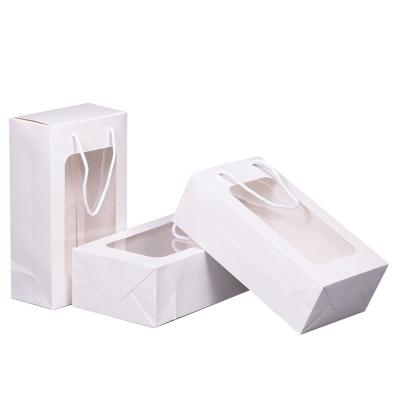 China Luxury Wholesale White Recyclable Valentine's Day Gift Paper Bag White Paper Bags With Transparent Window Packaging Flower Box With Drawer for sale