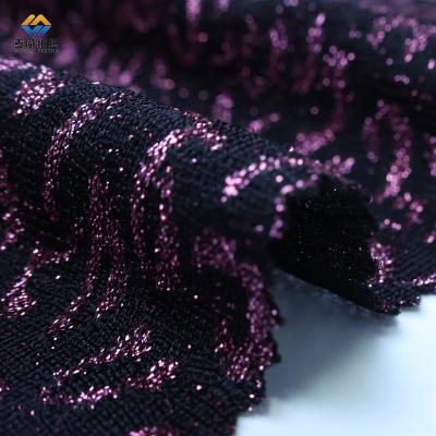 China Factory soft[Myway] fashion design nylon spandex Chinese lurex elastic fabric metallic knitted jacquard fabric for garment for sale