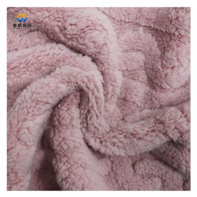 China High quality wholesale warm coral soft flannel sherpa shu velor fleece fabric jacquard fabric [Myway] for warm garment for sale