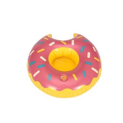 China Push-Duty Party Portable Good Quality Inflatable Beverage Holder Plastic PVC Donut Swimming Pool Float Toy Bath Floating PVC Cup Holder for sale