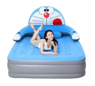 China Doraemon Home Cartoon Factory Price Flocking Portable Air Bed Inflatable Mattress Bedroom Doraemon Foldable Durable PVC Air Mattress for sale