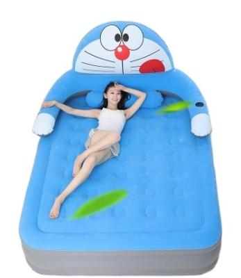 China New Arrival Cartoon Bedroom Air Mattress Home Foldable Durable PVC Air Mattress Inflatable Flocking Portable Mattress for sale