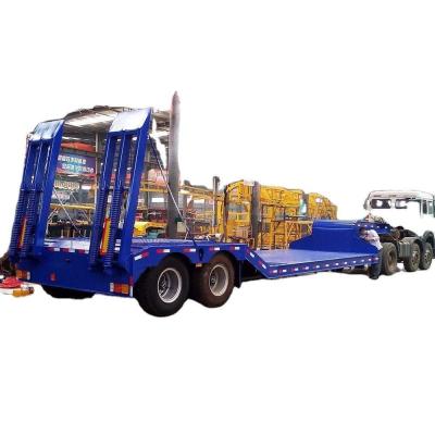 China 60/80/100 Tons Gooseneck Trailer Low Bed Semi Trailer High Capacity Low Boy Trailers for sale