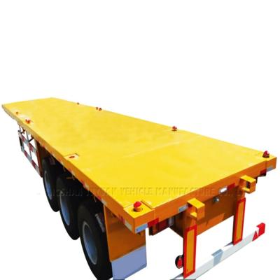 China 54000kgs Max Payload Steel 40ft 12pcs Twist Lock Container Flatbed Semi Truck Trailer for sale