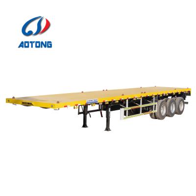 China 20ft 40ft Container Transport Flat Bed Trailer 3 Axle Flatbed Semi Trailer Moving Shipping for sale