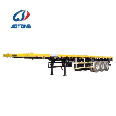 China Doppel-as 40 voet platte trailer 3 as 40 voet container platte half-trailer Te koop