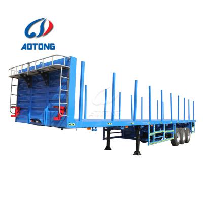 China 45ft Flat Platform Semi-Trailer Rim 9.00-22.5 3 Axles Shipping Container Carrier for sale