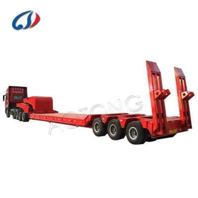 China 120 Ton Lowbed 3 Lines 6 Axle Low Boy Trailer Machine Transporting for Safe Transport for sale