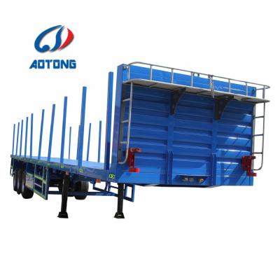 China Dual Line Braking System 3 Axles 40ft Flat Bed Semi Trailers for Shipping Containers for sale