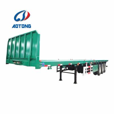 Chine Aotong Durable 20 pieds 40 pieds plateforme à plat semi-remorque camion à vendre