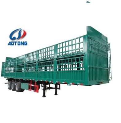 China 3 Axle 60 Ton Truck Open Cargo Flatbed Stake Fence Semi Trailer with JOST 2