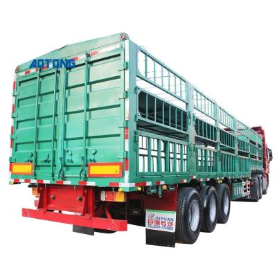 China 3 Axle Cargo Transport Truck Trailers for Cattle Carrier Steel Farm Fence Semi Trailers for sale