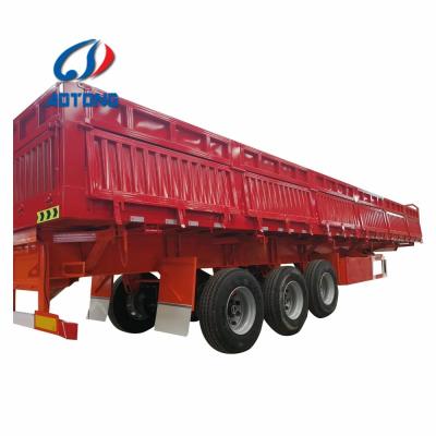 China 4 As 40-60 Ton Drop Side Wall Fence Semi-trailer voor zandtransport Optioneel formaat Te koop