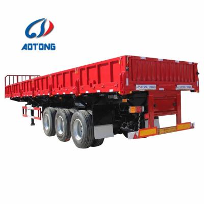 중국 호화 잎 스프링 철 lateralwall side tipping flatbed trailer with side curtain 판매용