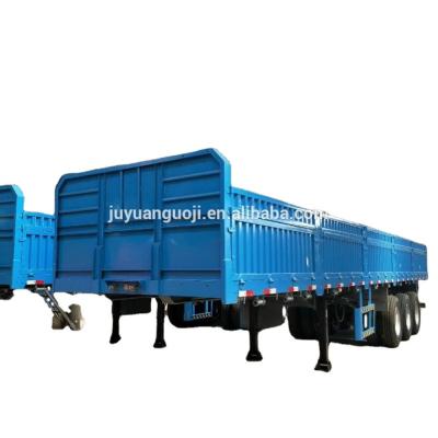 China 3 Axles Flatbed Dropside Side Wall Open Lorry Semi-Trailer for Bulk Cargo Carrier Moving for sale