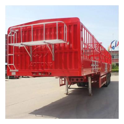 China Q345b Steel Main Beam 3 Axles 12 Wheels Fence Cargo Trailer for Animal Transportation for sale