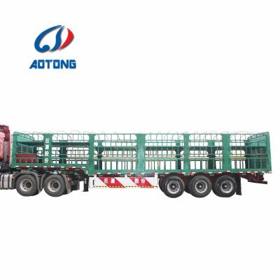 China 60000 kg Max Payload 3 Axles Cattle Fence Type Semi Trailer for Livestock Transportation for sale