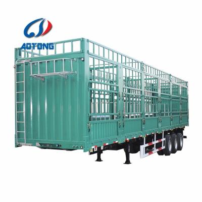 China Fence Semi Trailer 3 Axle Stake type Trailers Truck for Cattle Sheep Pig Animal Transport for sale