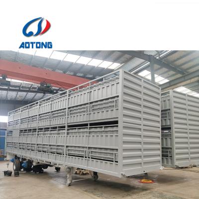 China 10pcs Leaf Spring Aotong Stake Fence Cargo Semi Trailer for Pig Cattle Sheep Transport for sale