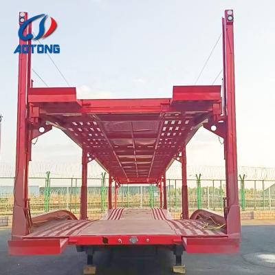 China FUWA 13TON Axle 2 Axle Car Carrier Transporter Semi Truck Trailer With Hydraulic Lift for sale