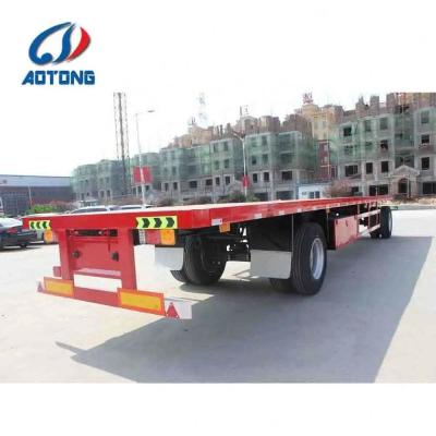 China Aotong 2 or 3 Axles Container Drawbar Full Flatbed Trailer for Sand Transportation Needs for sale