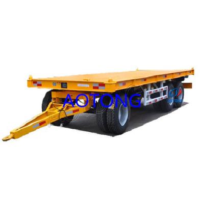 China Farm Full Trailer Flatbed or Sidewall Trailer with 20ft Draw Bar and Steel Frame for sale